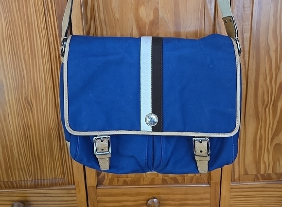 Coach Canvas Leather Trim Messenger Bag - Picture 1 of 16